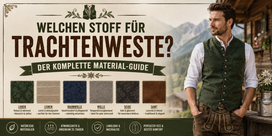 Herren Trachtenweste aus hochwertigem Stoff mit Übersicht der besten Materialien für traditionelle Trachtenwesten