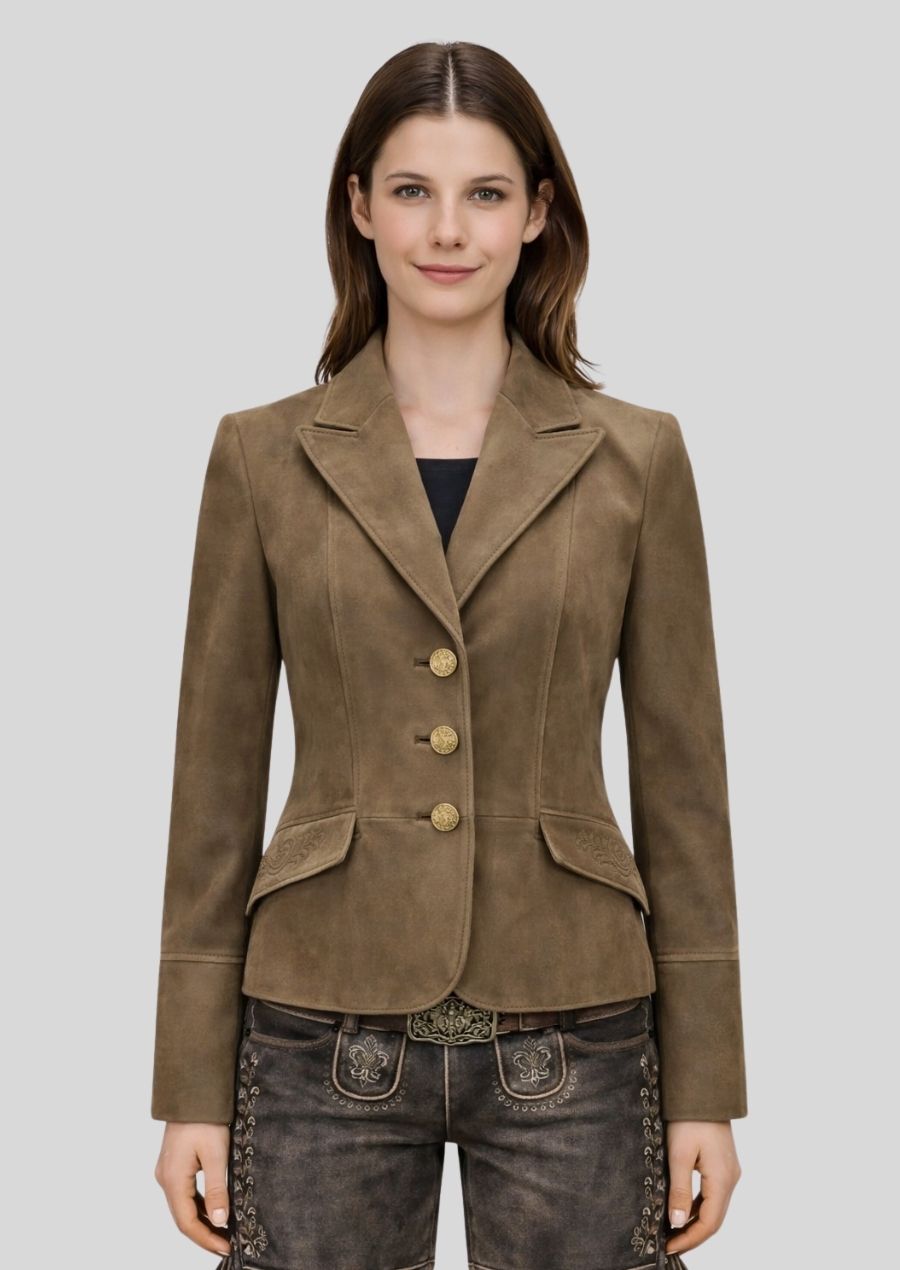 Alpine Blazer Damen braun Wildleder Vorderansicht