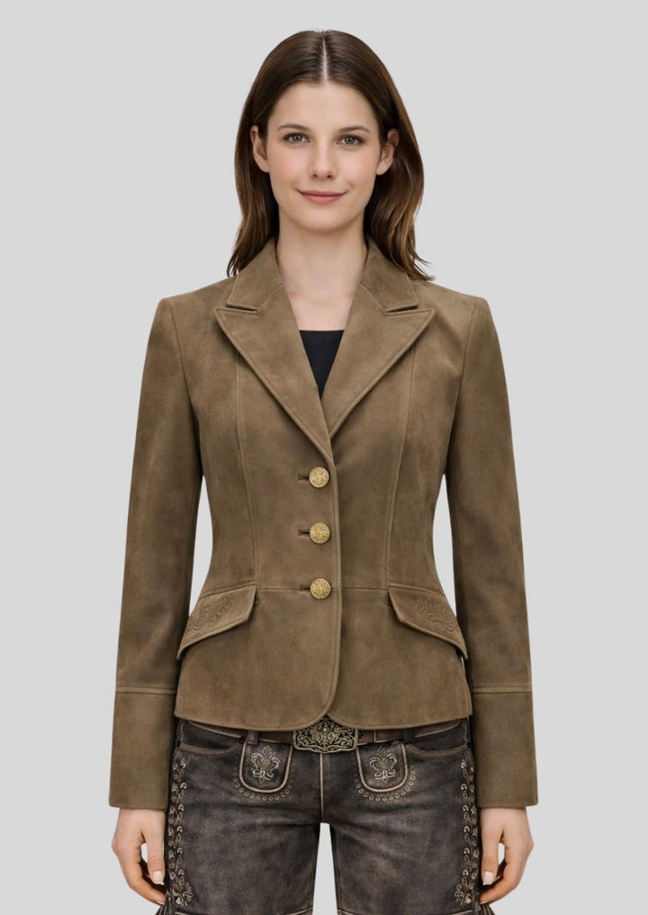 Alpine Blazer Damen braun Wildleder Vorderansicht