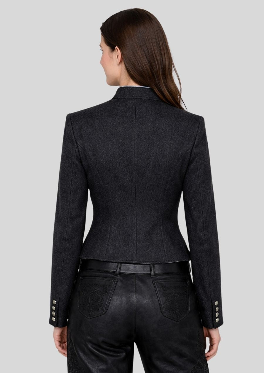 Rückansicht alpine Damenjacke dunkel