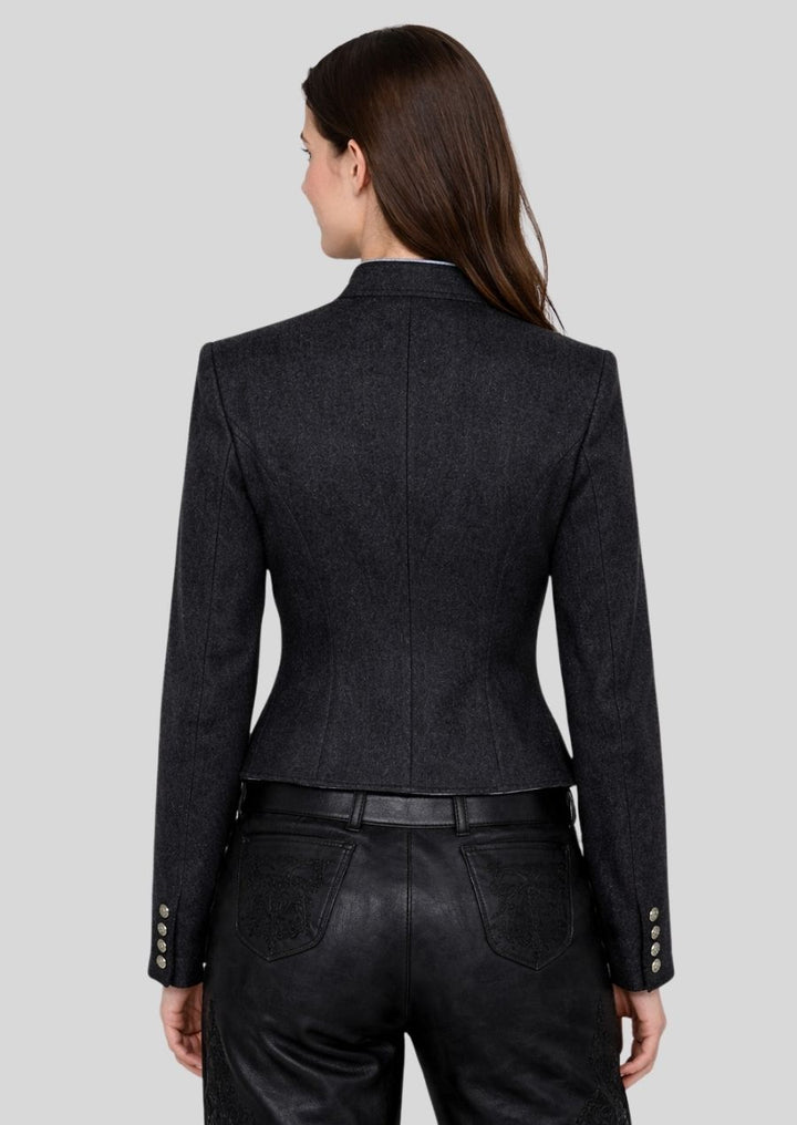 Rückansicht alpine Damenjacke dunkel