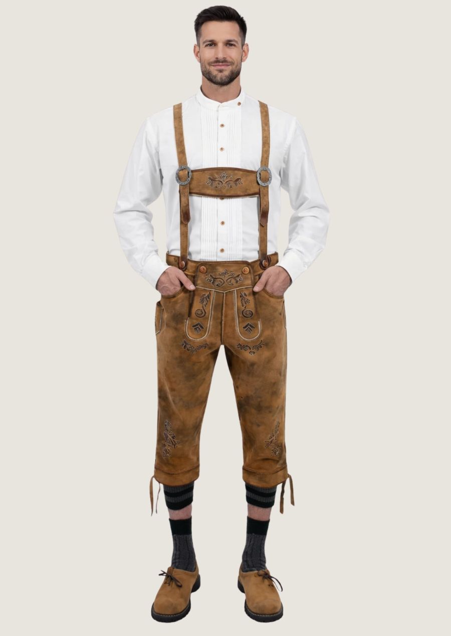 Rustikale braune Bundhose für Herren im alpinen Trachtenstil