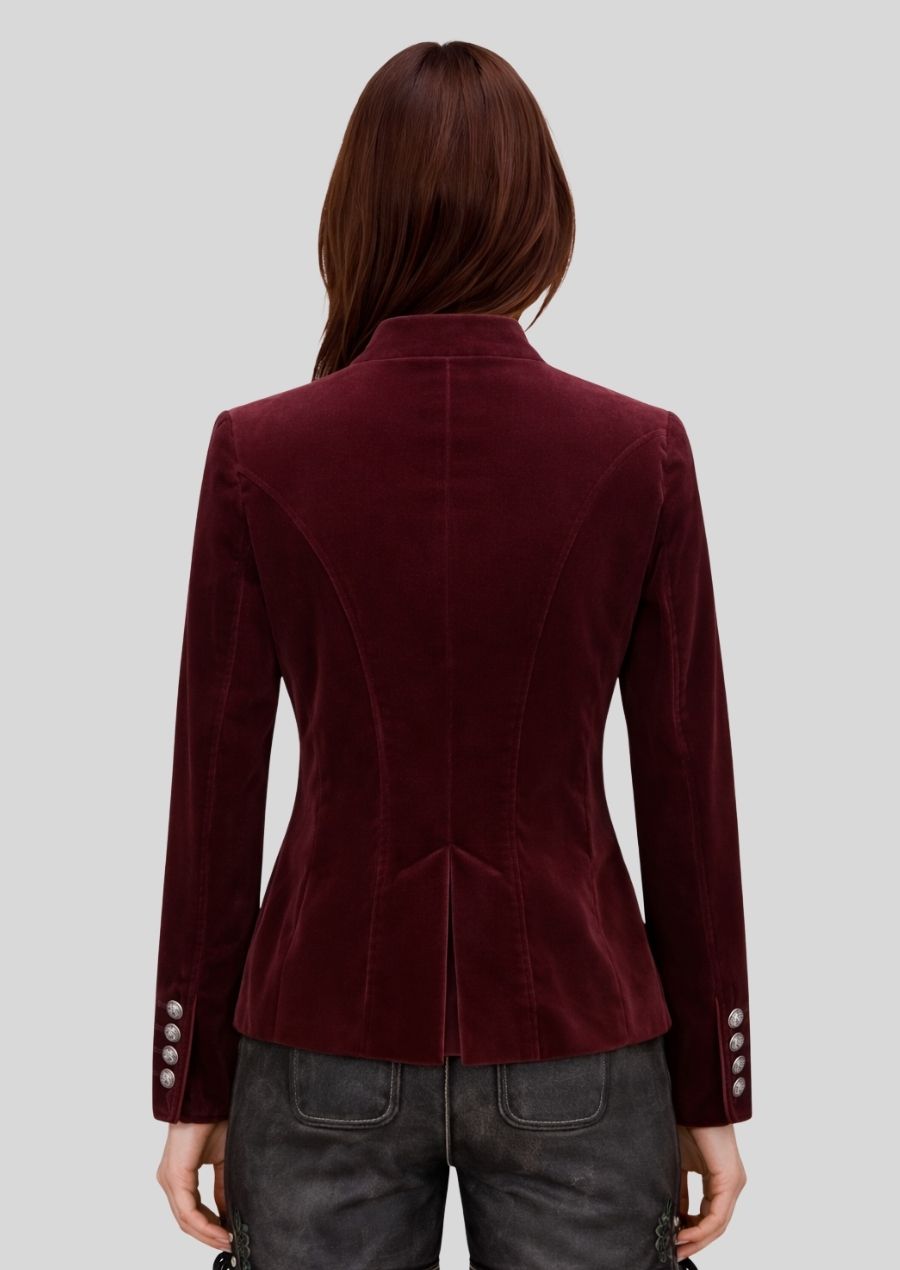 Alpine Samtjacke bordeaux Rückansicht