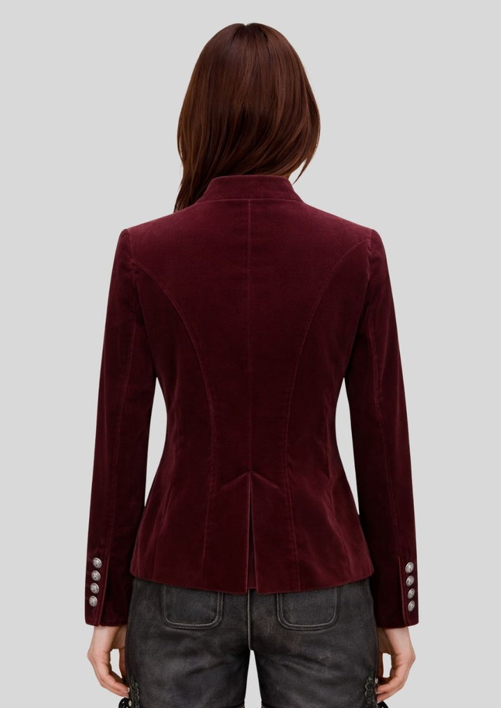 Alpine Samtjacke bordeaux Rückansicht