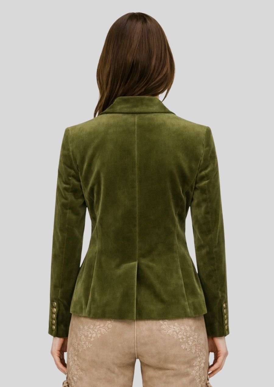 Alpine Samtjacke oliv Rückansicht