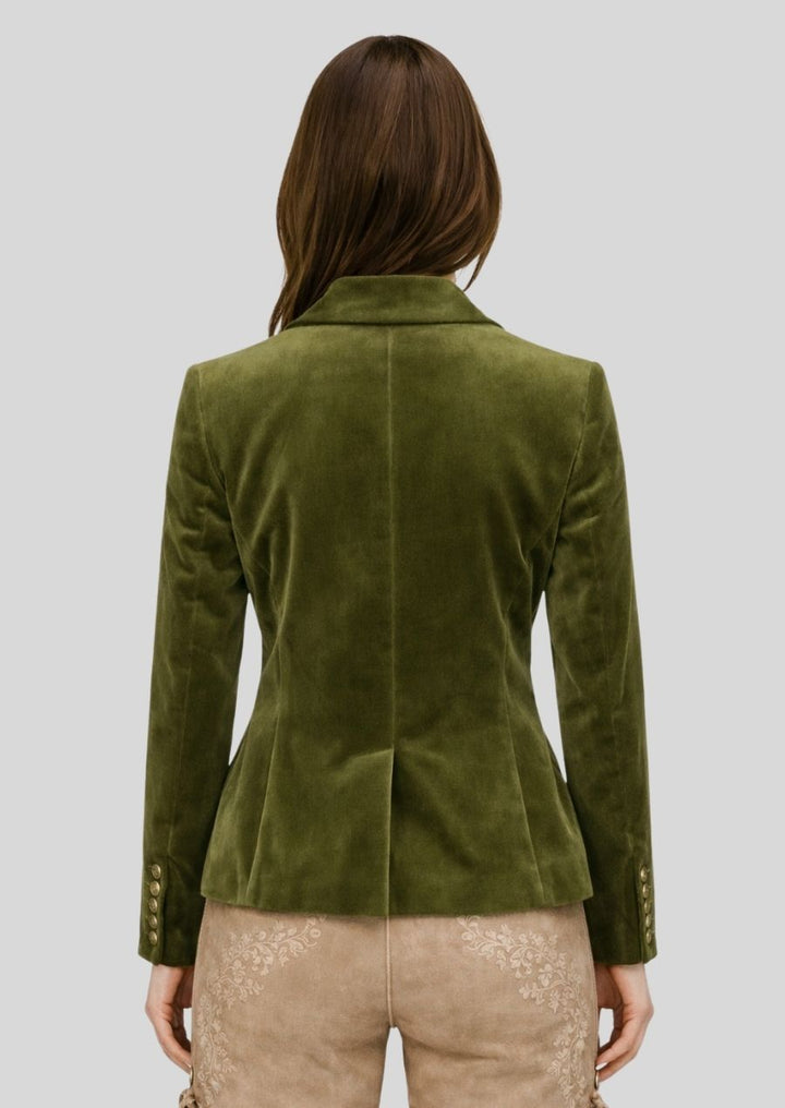 Alpine Samtjacke oliv Rückansicht