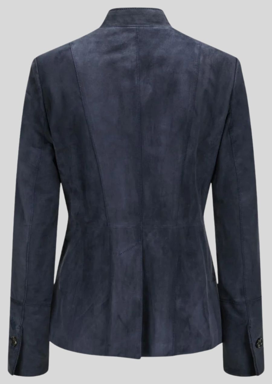 Blaue Bavarian Trachten Lederjacke Damen