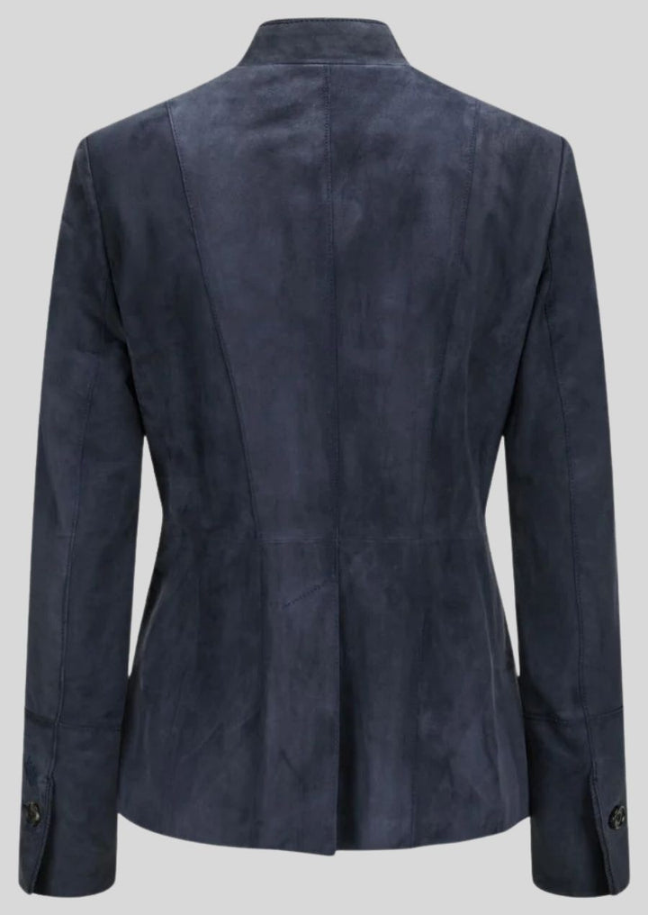 Blaue Bavarian Trachten Lederjacke Damen