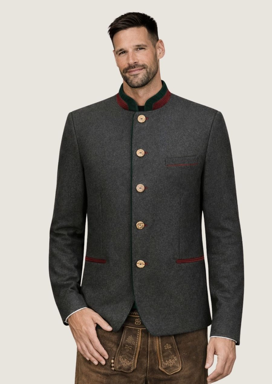 Anthrazit Trachtenjacke für Herren – rustikaler Janker im klassischen Stil