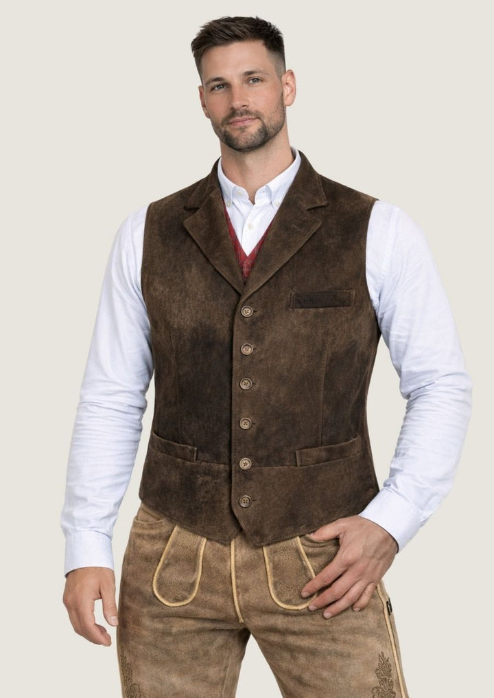 Antik Ziegenleder Weste für Herren im rustikalen Erbstück Look mit traditionellem Charakter