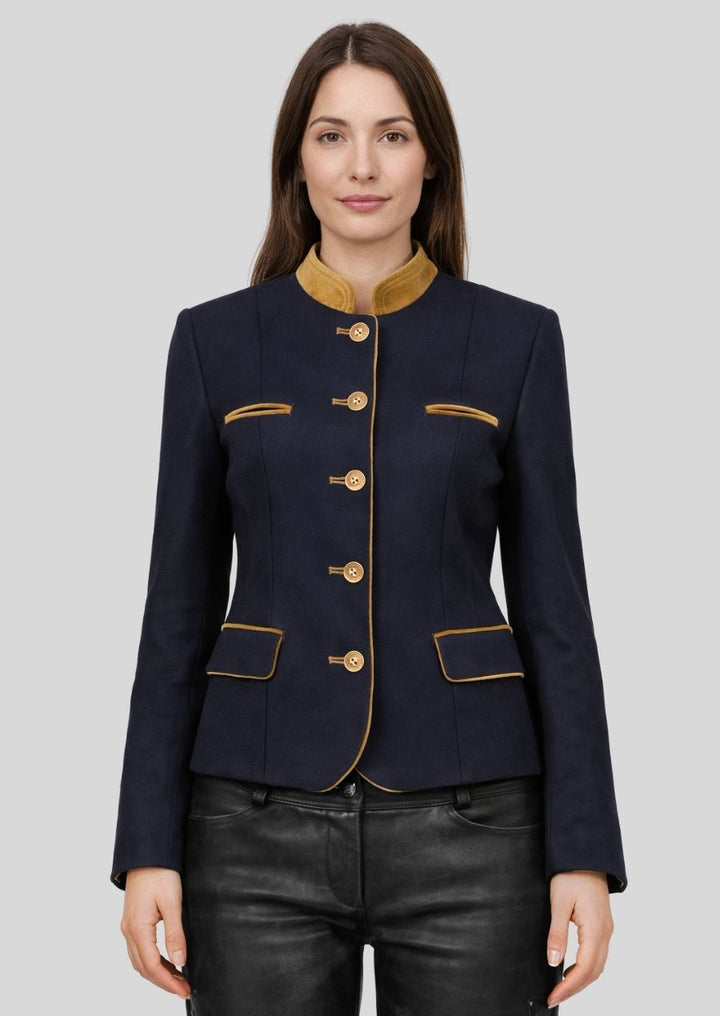 Dunkelblaue Austrian Damenjacke Vorderansicht