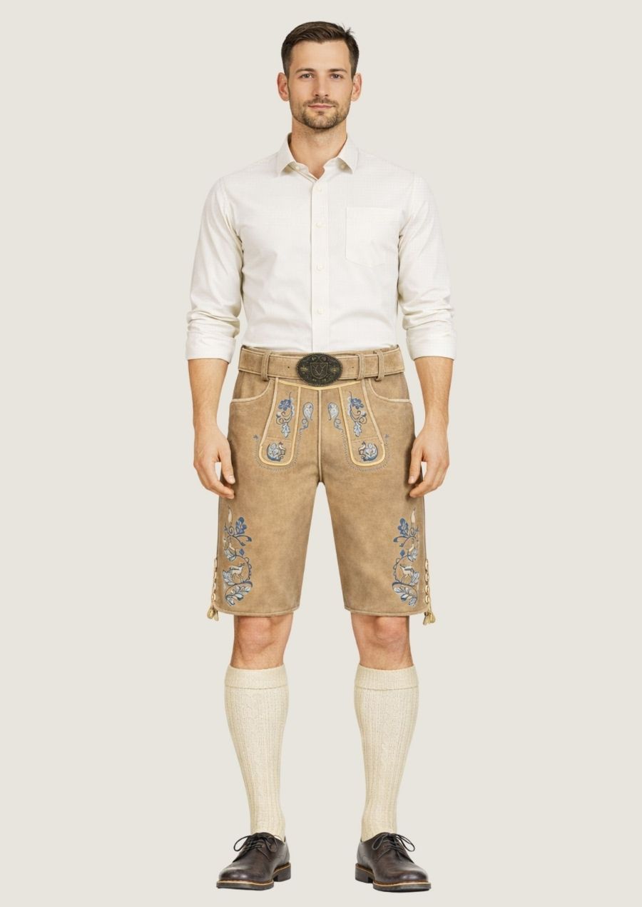 Authentische deutsche Lederhose im traditionellen Trachtenstil für Oktoberfest Feiern
