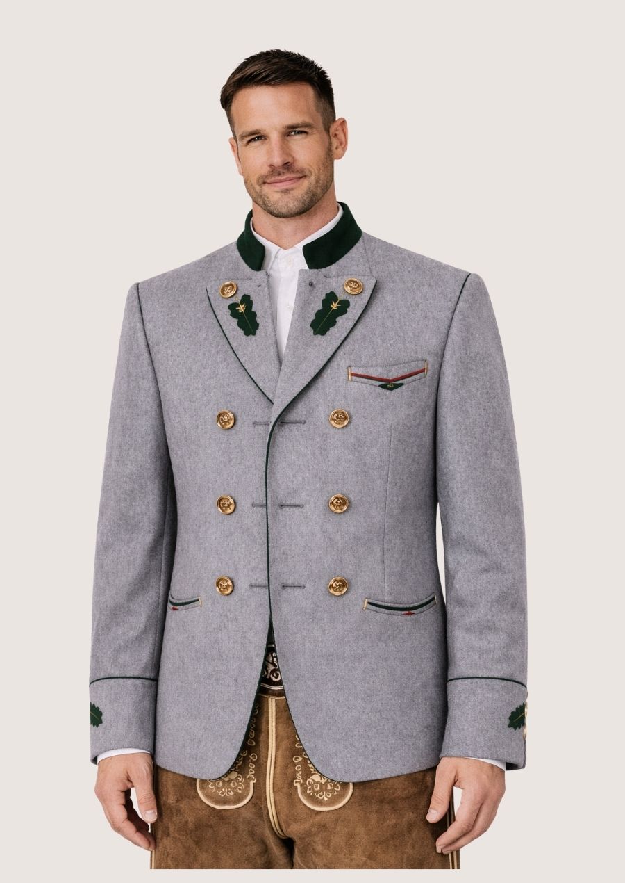 Authentische zweireihige Trachtenjacke für Herren mit traditioneller Stickerei