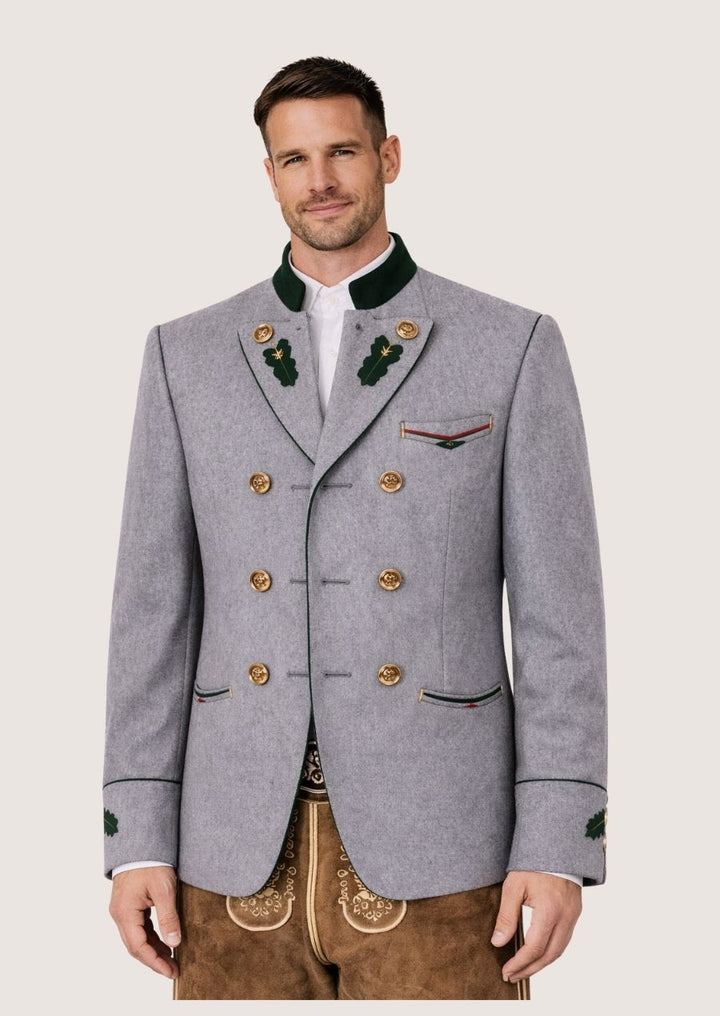 Authentische zweireihige Trachtenjacke für Herren mit traditioneller Stickerei