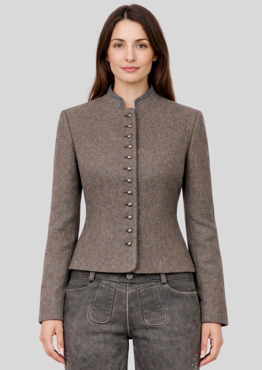 Braune Bavarian Damenjacke Vorderansicht