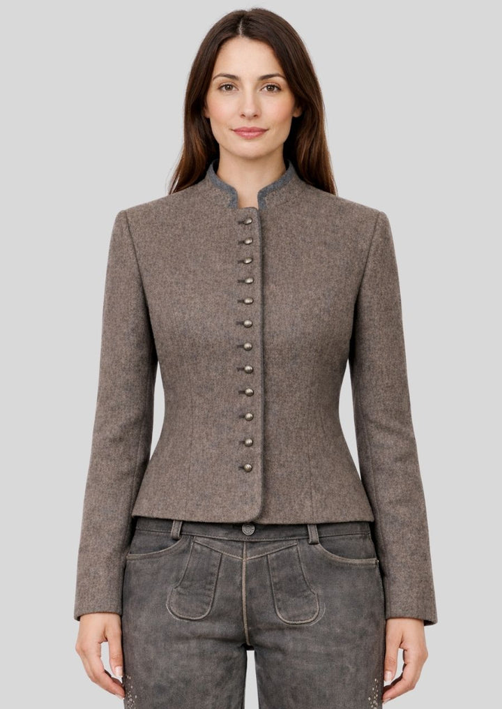 Braune Bavarian Damenjacke Vorderansicht