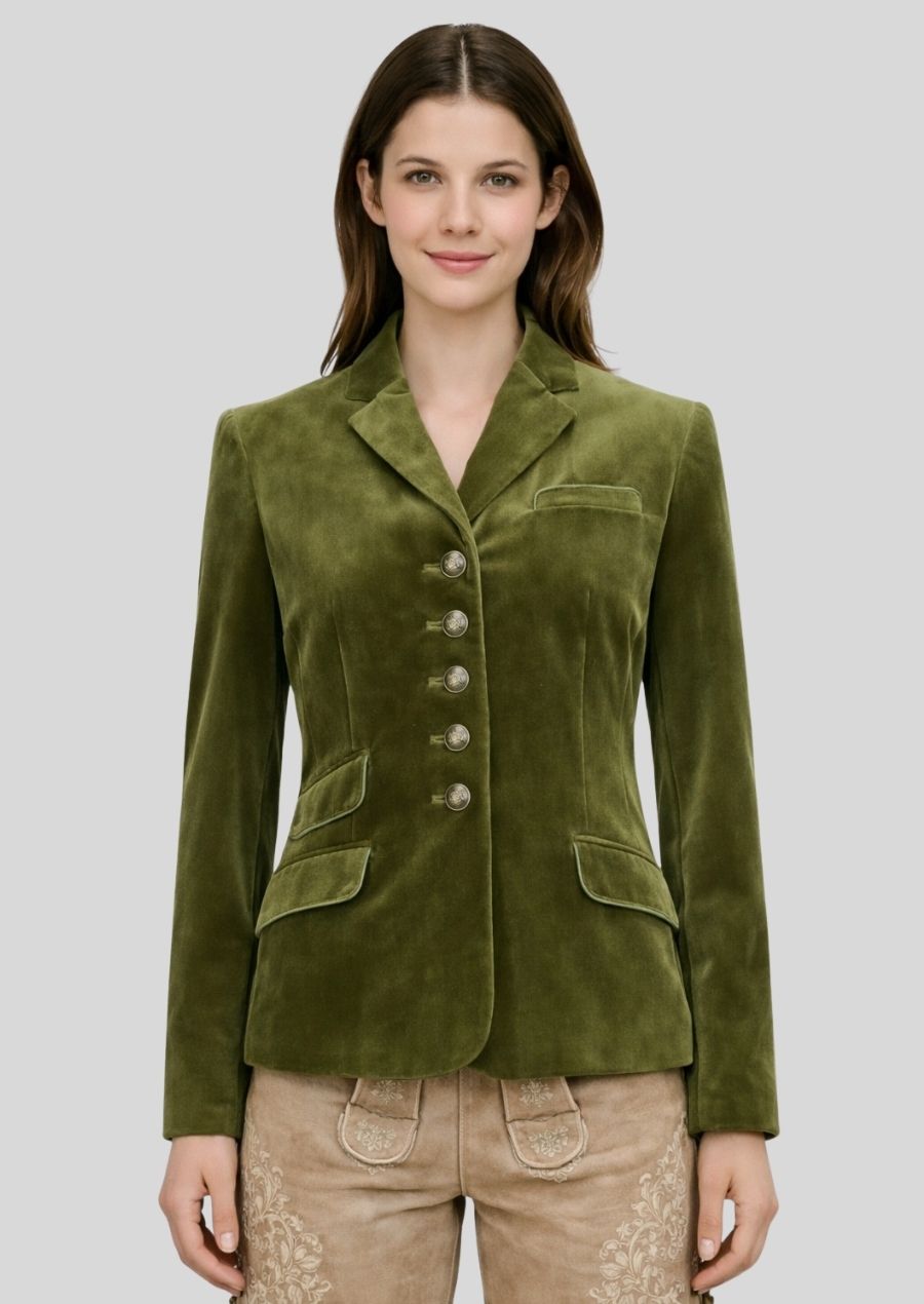 Bavarian Samtblazer oliv Vorderansicht