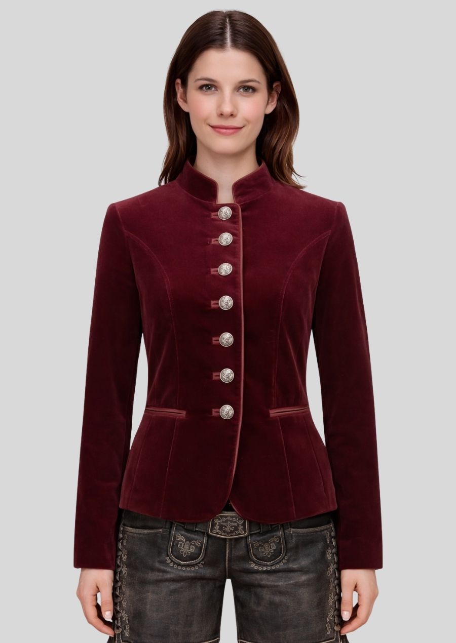 Bavarian Samtjacke bordeaux Vorderansicht