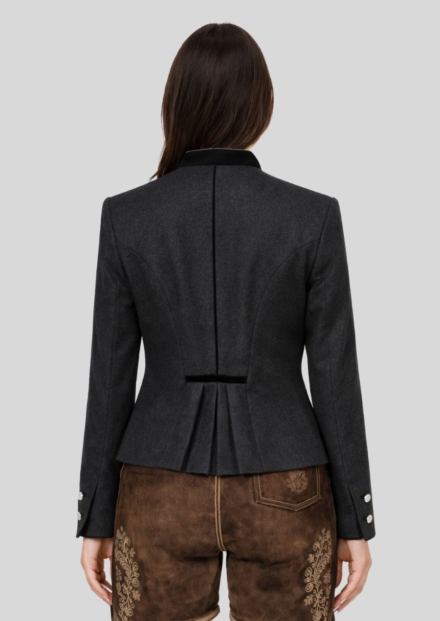 Rückansicht graue bayerische Damenjacke
