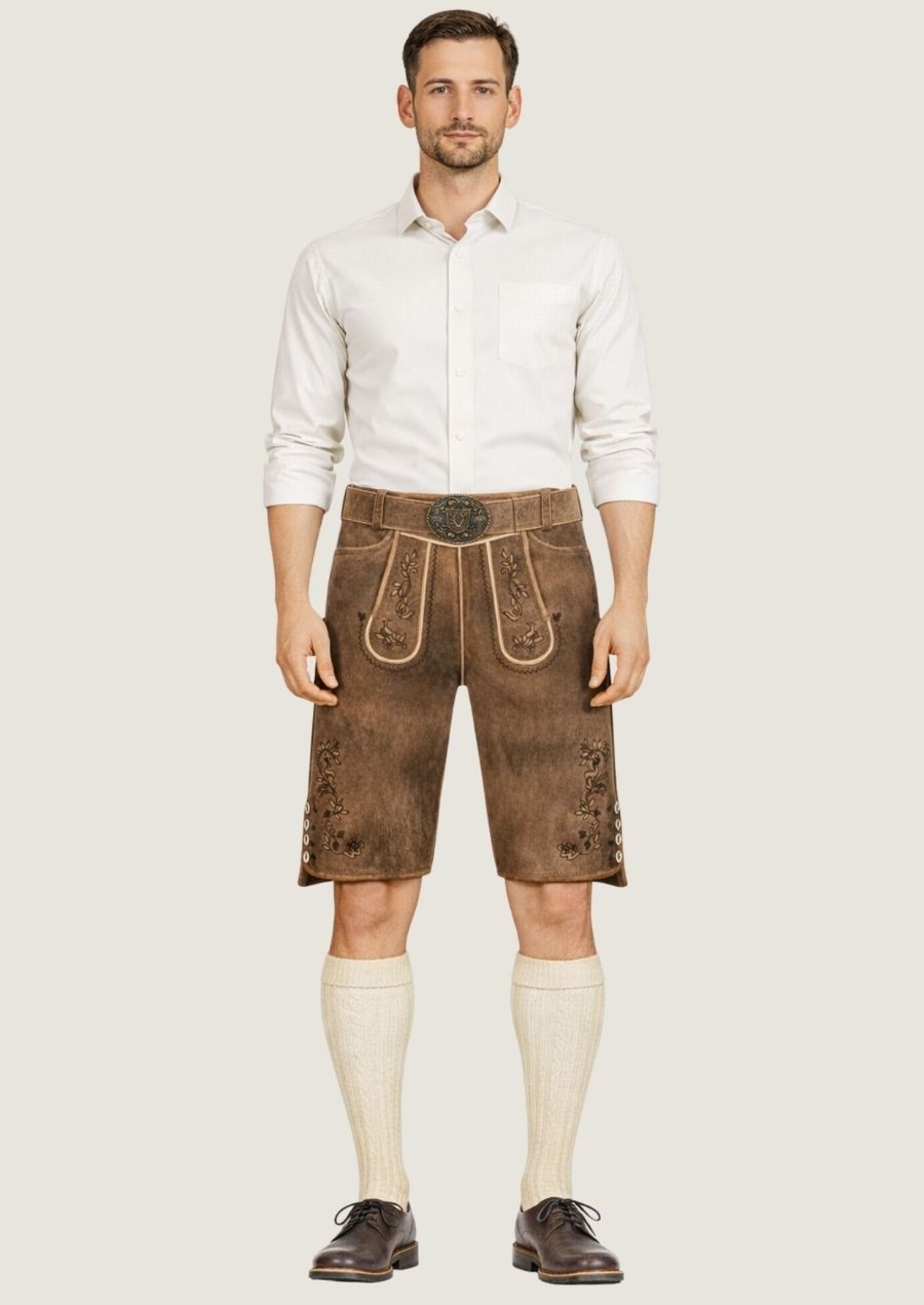 Bayerische Lederhose für Herren im klassischen Trachtenstil zum Kaufen