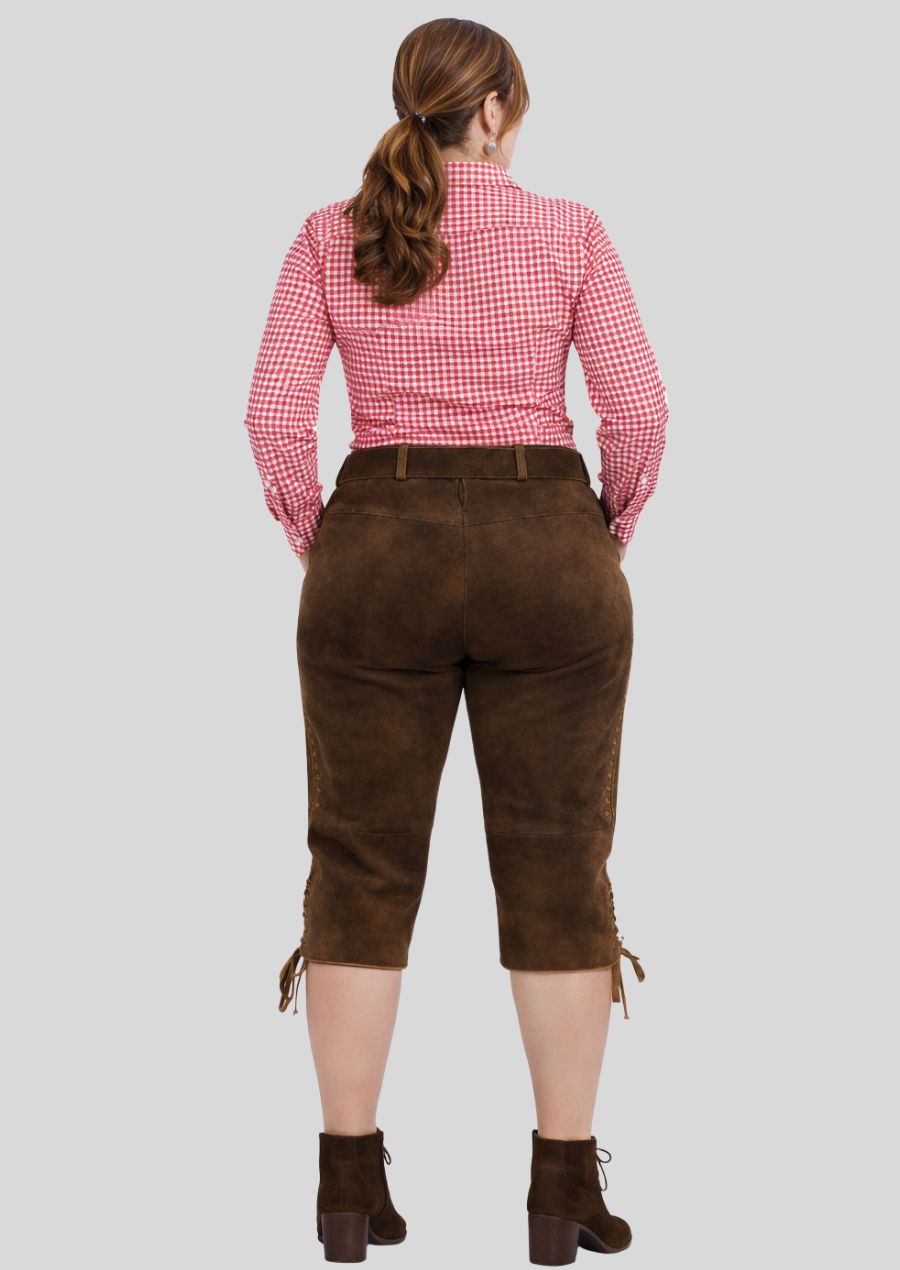 Rückansicht braune Damen Bundhose Oktoberfest