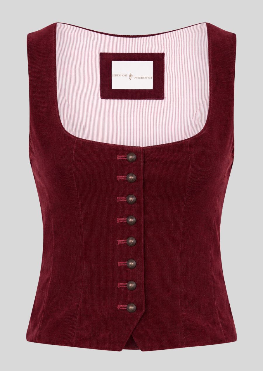 Detail Damen Trachtenweste Bordeaux Samtstoff