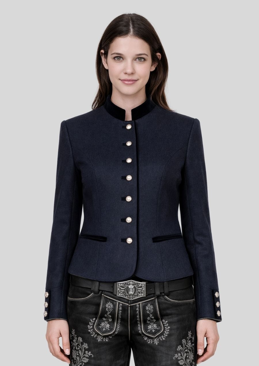 Dunkelblaue Damen Wiesn Jacke Vorderansicht