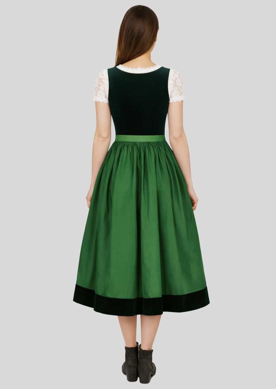 Dirndl grün Samt Rückansicht Damen