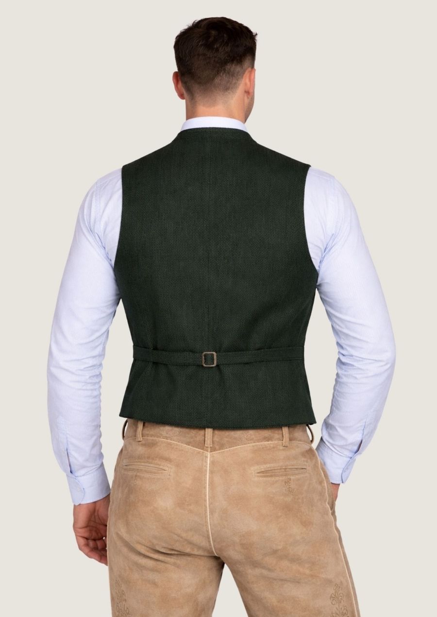 Elegante dunkelgrüne Herren Wollweste in hochwertiger Qualität für festliche Outfits