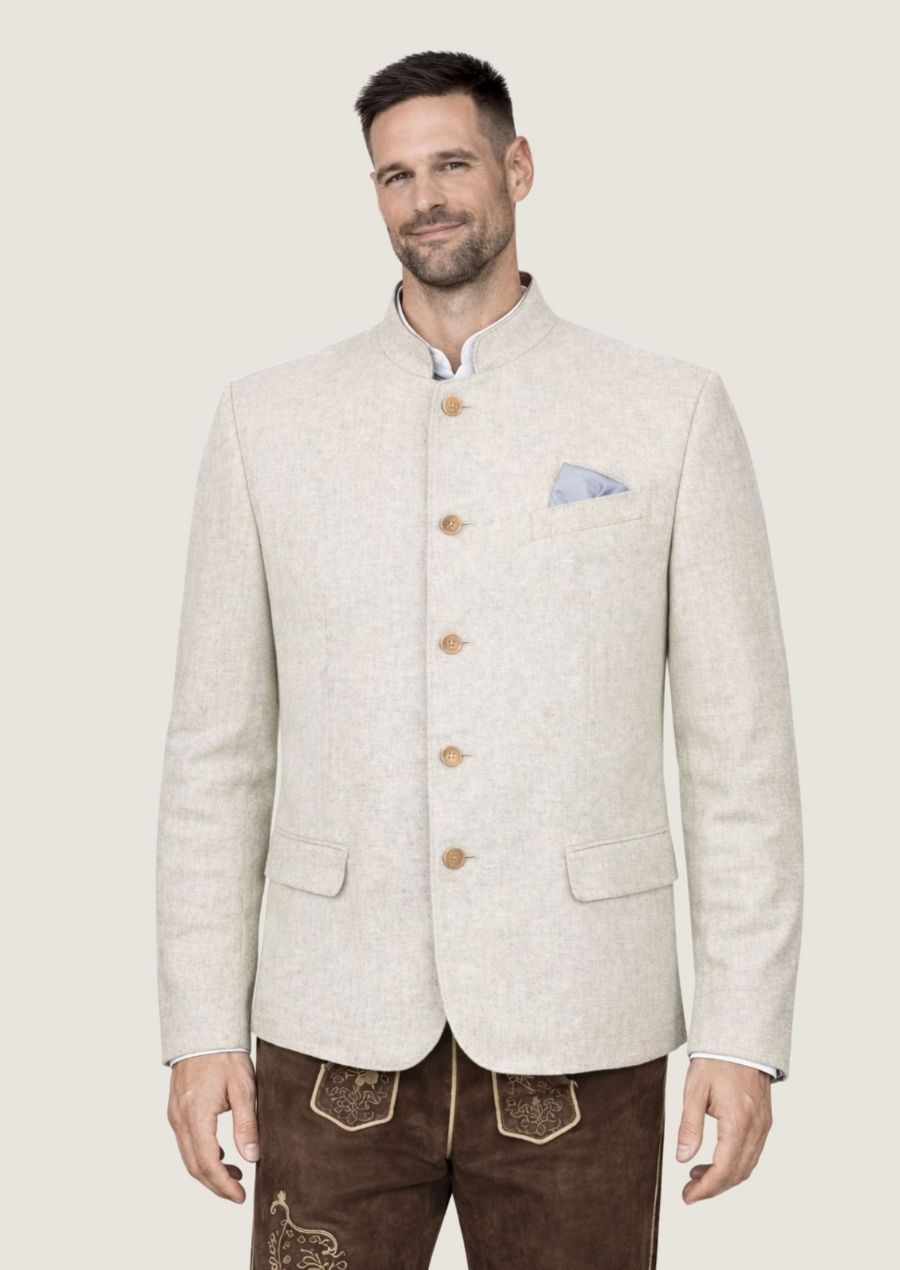 Trachtenjacke für Herren in Hellbeige im klassischen Loden-Stil