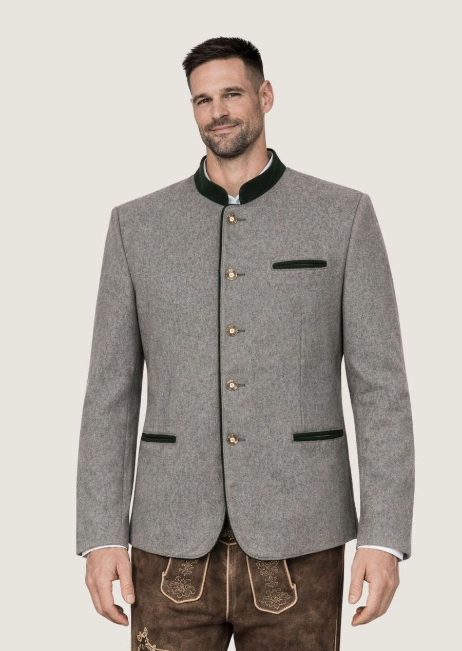Exklusive graue Wolljacke für Herren – klassische Tracht im traditionellen Stil