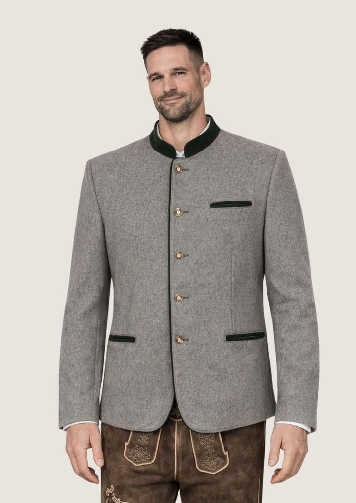 Exklusive graue Wolljacke für Herren – klassische Tracht im traditionellen Stil