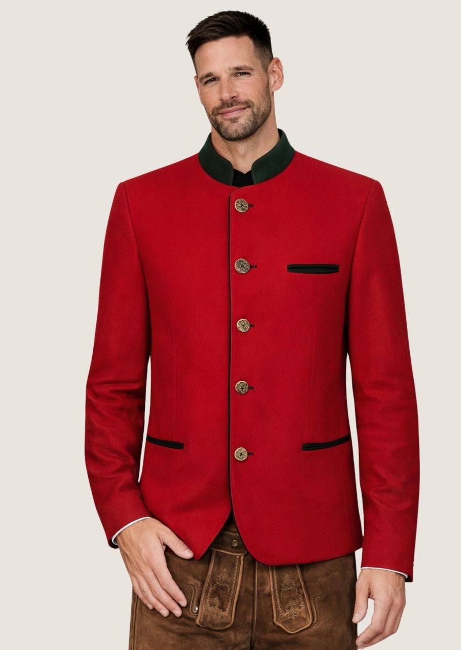 Exklusive rote Wolljacke für Herren, ideal für festliche und elegante Anlässe