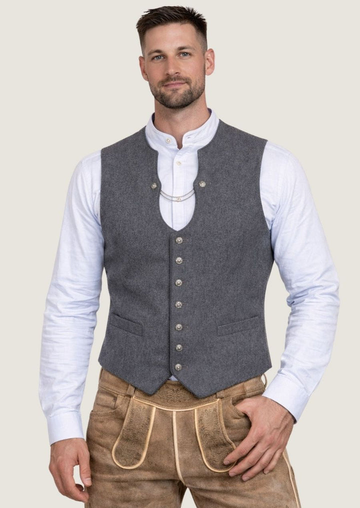 Graue Herren Lodenweste im authentischen München Stil, klassisch und zeitlos