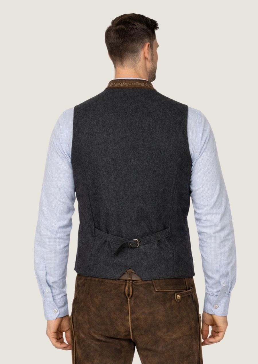 Klassische Herren Trachtenweste aus hochwertiger Wolle im traditionellen Lodenlook