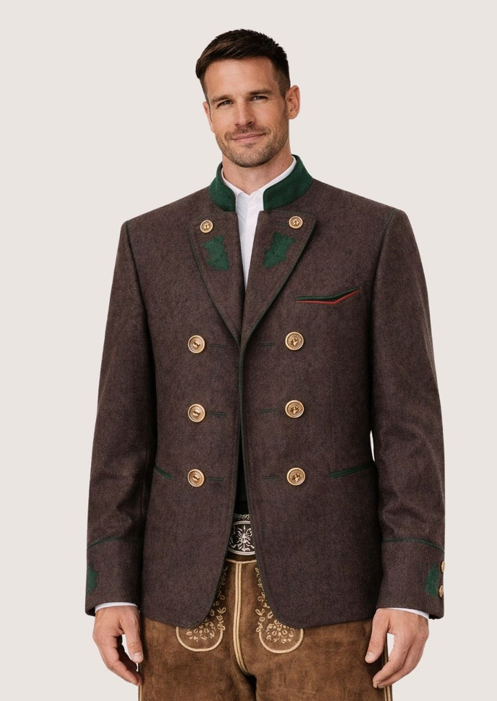 Zweireihiger Trachtenmantel für Herren im Oktoberfest Lederhosen Stil