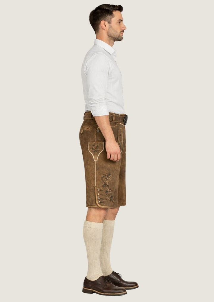 Traditionelle bayerische Herren Lederhose im authentischen Trachtenlook