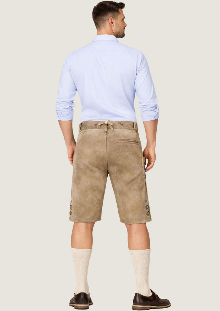 Herren Trachtenlederhose in kurzer Form aus hochwertigem Wildleder
