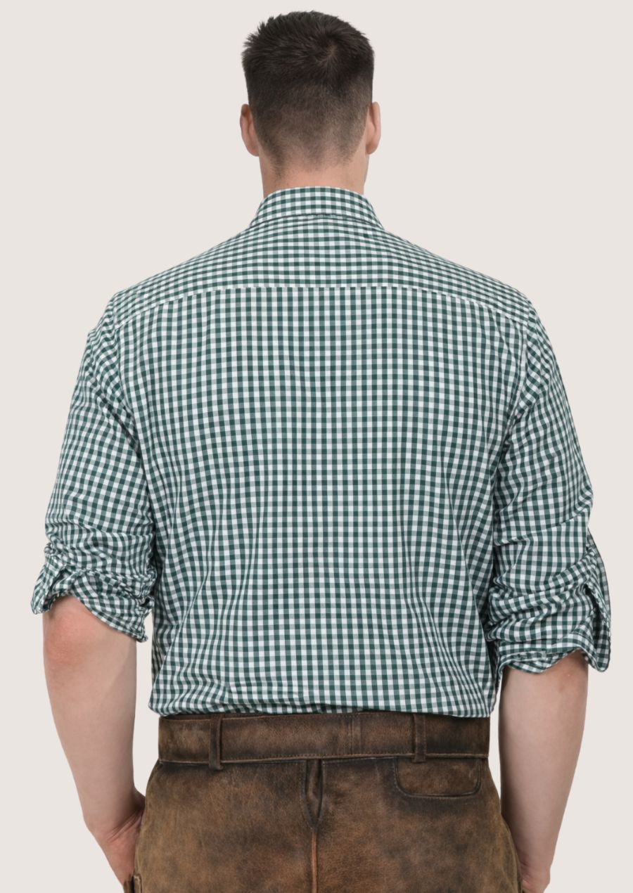 Herren Trachtenhemd Slim Fit in Grün im klassischen Bayern Design
