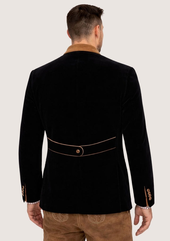 Elegante schwarze Samt Trachtenjacke für Herren im bayerischen Stil