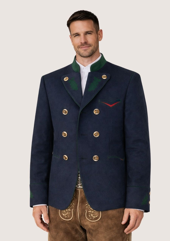Klassischer Herren Trachtenjanker in Navy mit doppelreihigem Design