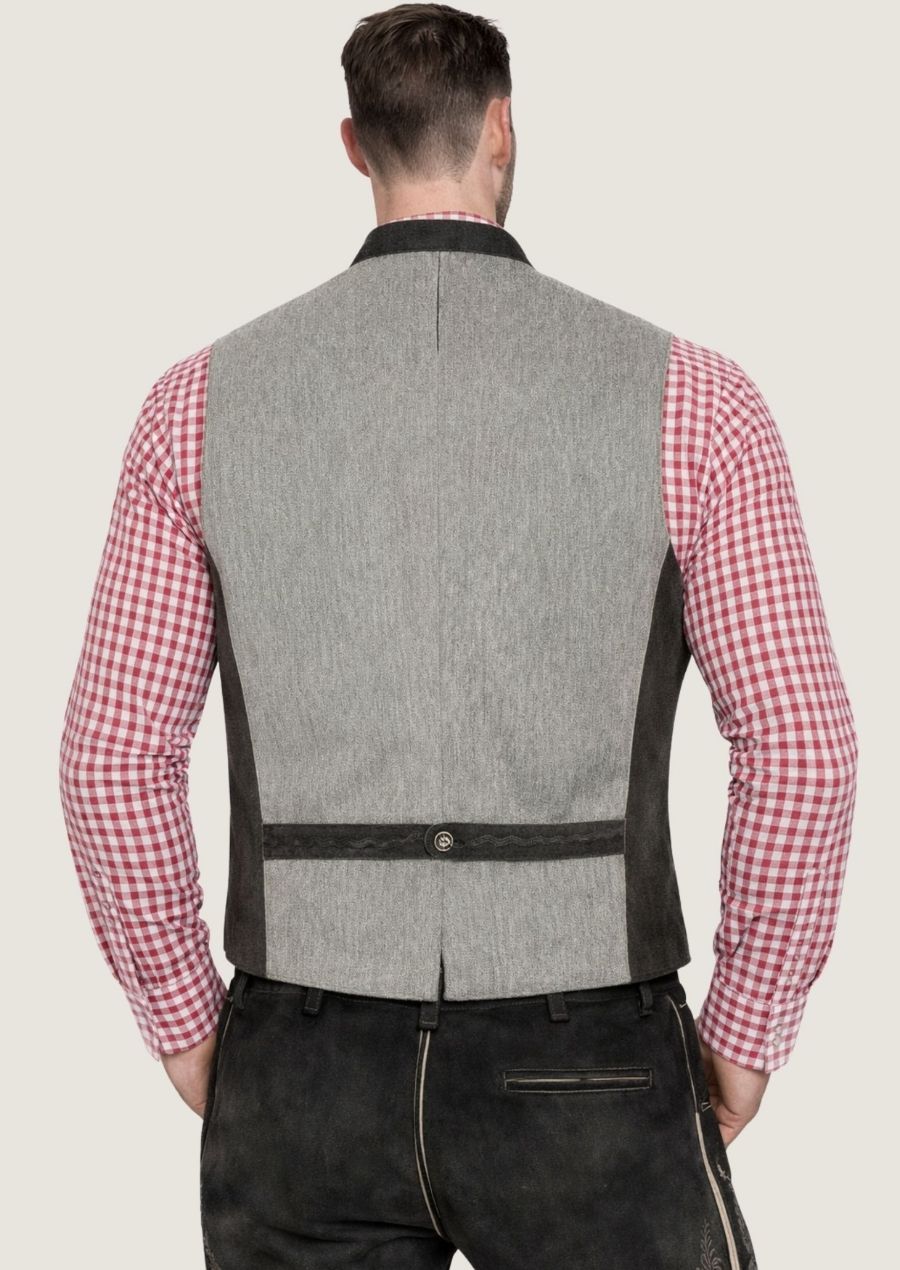 Hochwertige bayerische Weste in Antik Leder Optik für einen eleganten München Look