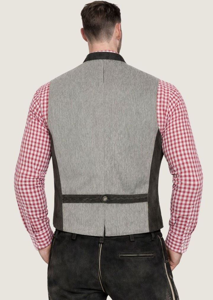 Hochwertige bayerische Weste in Antik Leder Optik für einen eleganten München Look