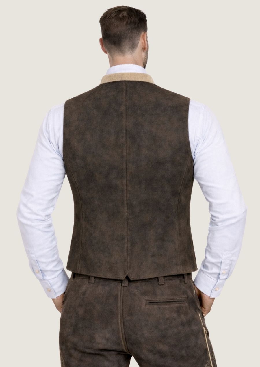 Traditionelle braune Weste für Herren, ideal für die Wiesn und Trachtenlook