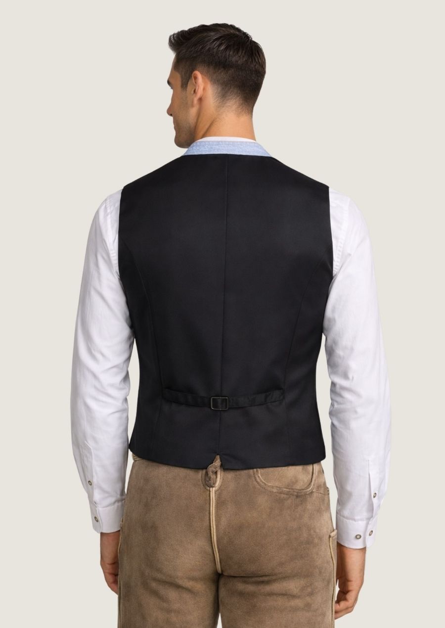 Herren Wollweste in Dunkelblau mit Stehkragen und traditionellem Schnitt