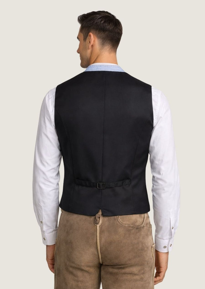 Herren Wollweste in Dunkelblau mit Stehkragen und traditionellem Schnitt
