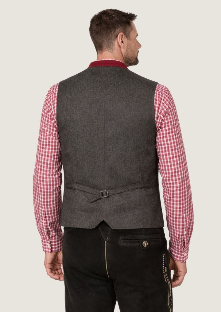 Herren Weste in Anthrazit mit klassischem Woll Look im Trachtenstil