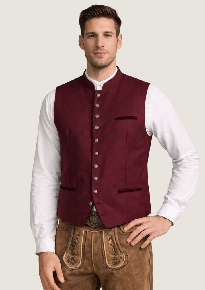 Klassische Lodenweste für Herren aus reiner Schurwolle im traditionellen Trachtenstil