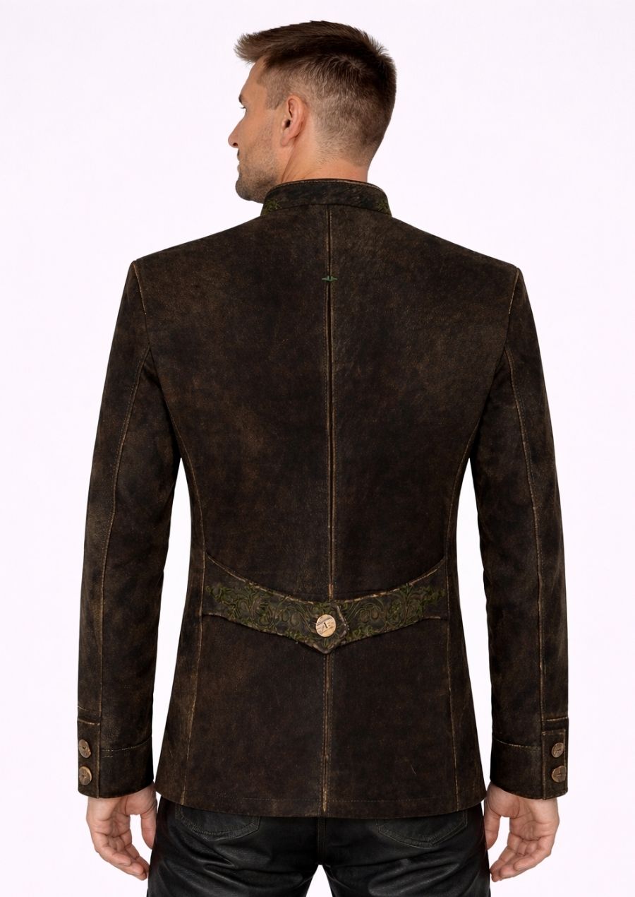 Herren Lederjacke im traditionellen Trachtenstil mit Vintage-Look