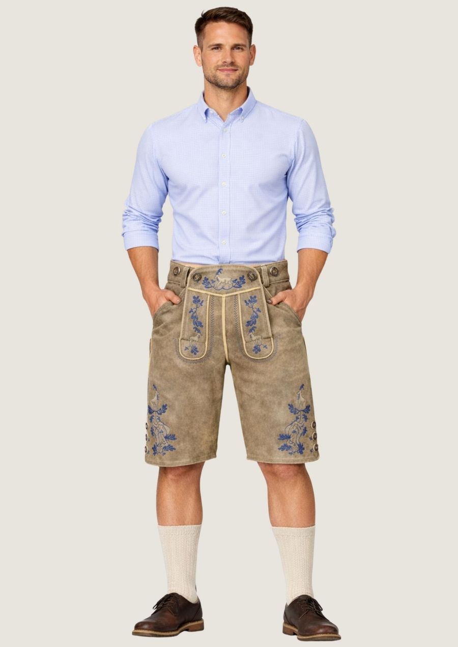 Kurze Wildleder Lederhose für Herren im klassischen Trachtenstil